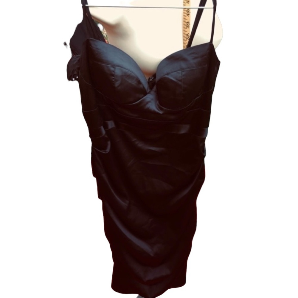 RUBBER DUCKY PROD.INC Large Black stretch satan Sexy LBD wedding , event